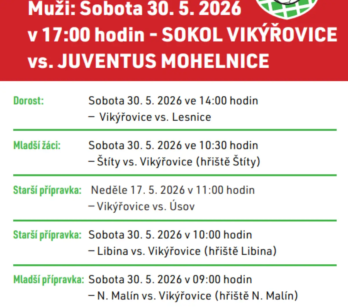 SOKOL VIKÝŘOVICE vs. JUVENTUS MOHELNICE