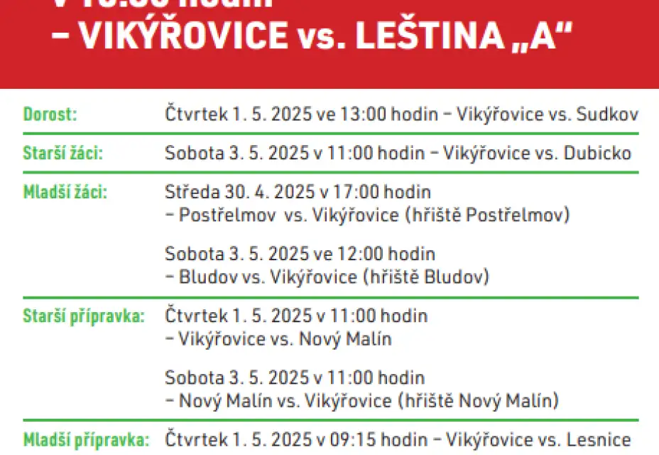 VIKÝŘOVICE vs. LEŠTINA "A"