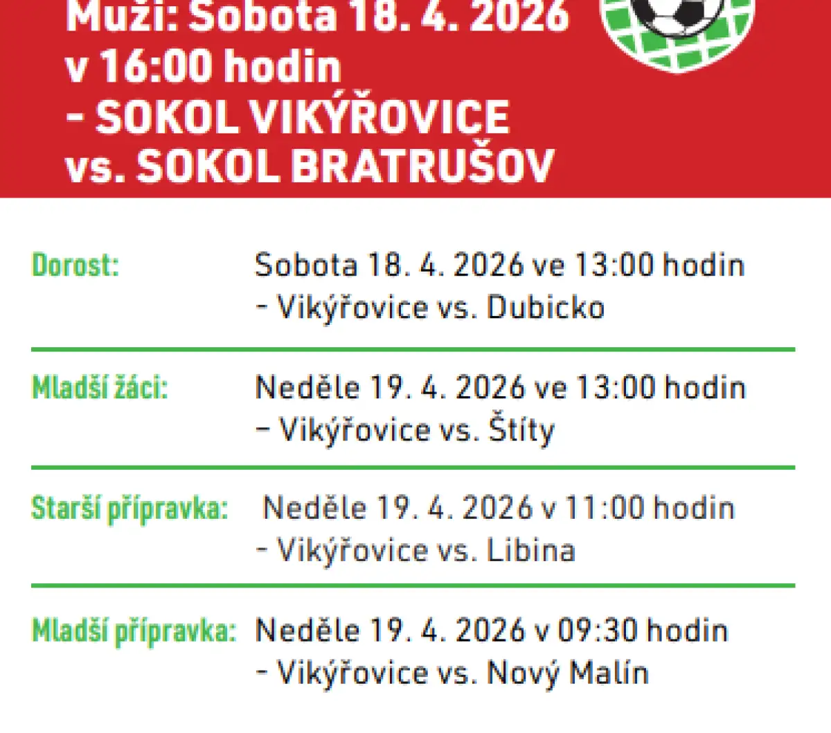 SOKOL VIKÝŘOVICE vs. SOKOL BRATRUŠOV